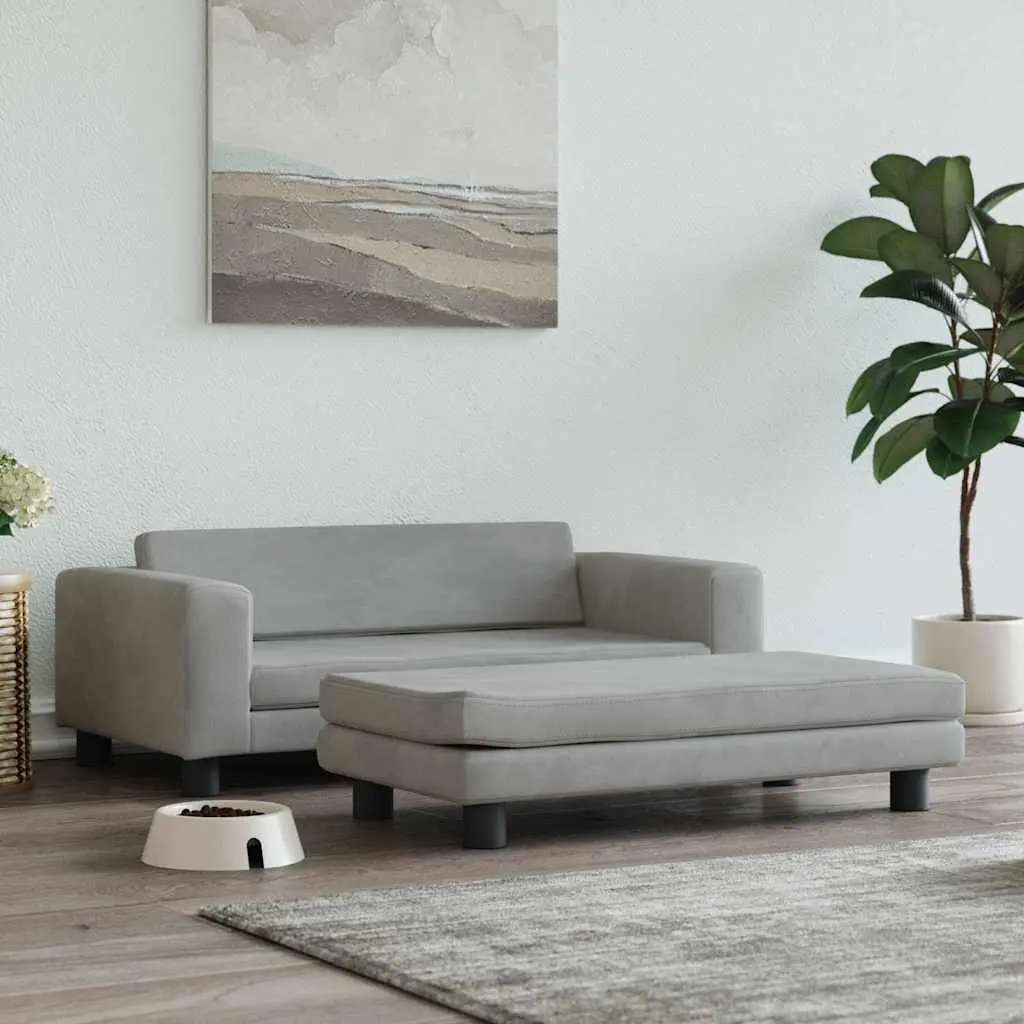 Dog Bed Extension Light Grey Velvet Sofa Cushion 100x50x30 cm