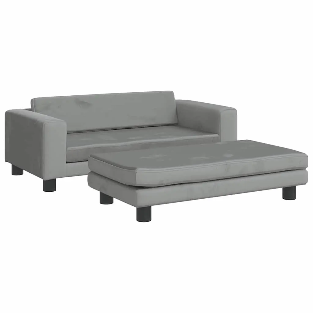 Dog Bed Extension Light Grey Velvet Sofa Cushion 100x50x30 cm