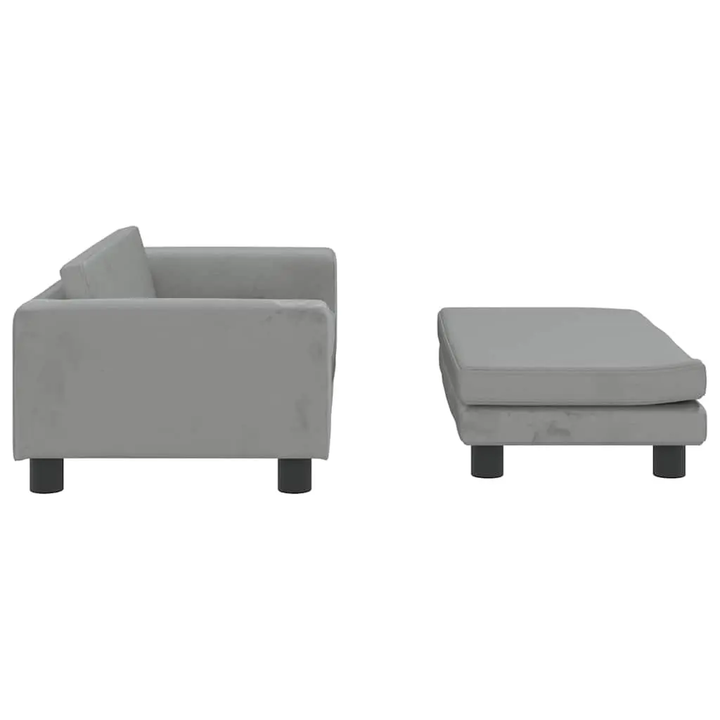 Dog Bed Extension Light Grey Velvet Sofa Cushion 100x50x30 cm