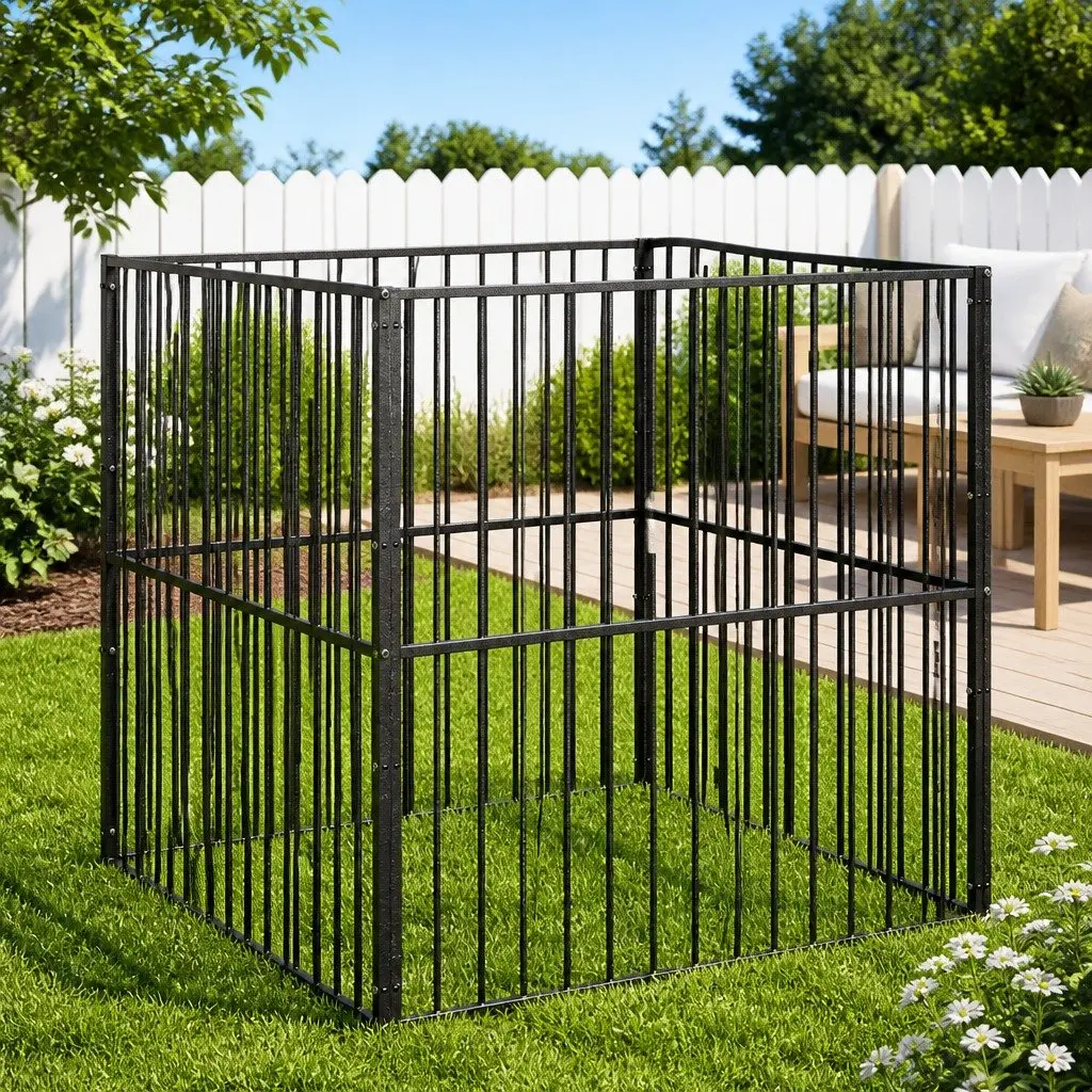 Dog Playpen Exercise Pen 4 Panel Black Galvanised Steel