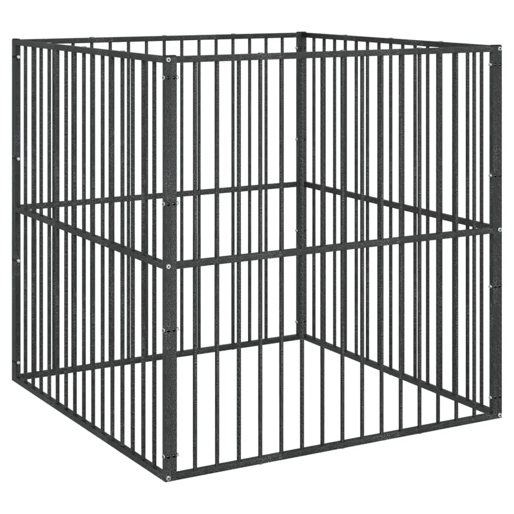 Dog Playpen Exercise Pen 4 Panel Black Galvanised Steel
