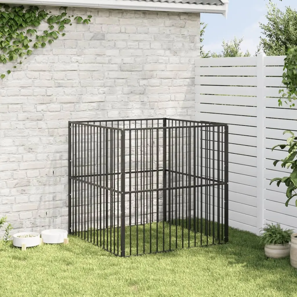 Dog Playpen Exercise Pen 4 Panel Black Galvanised Steel