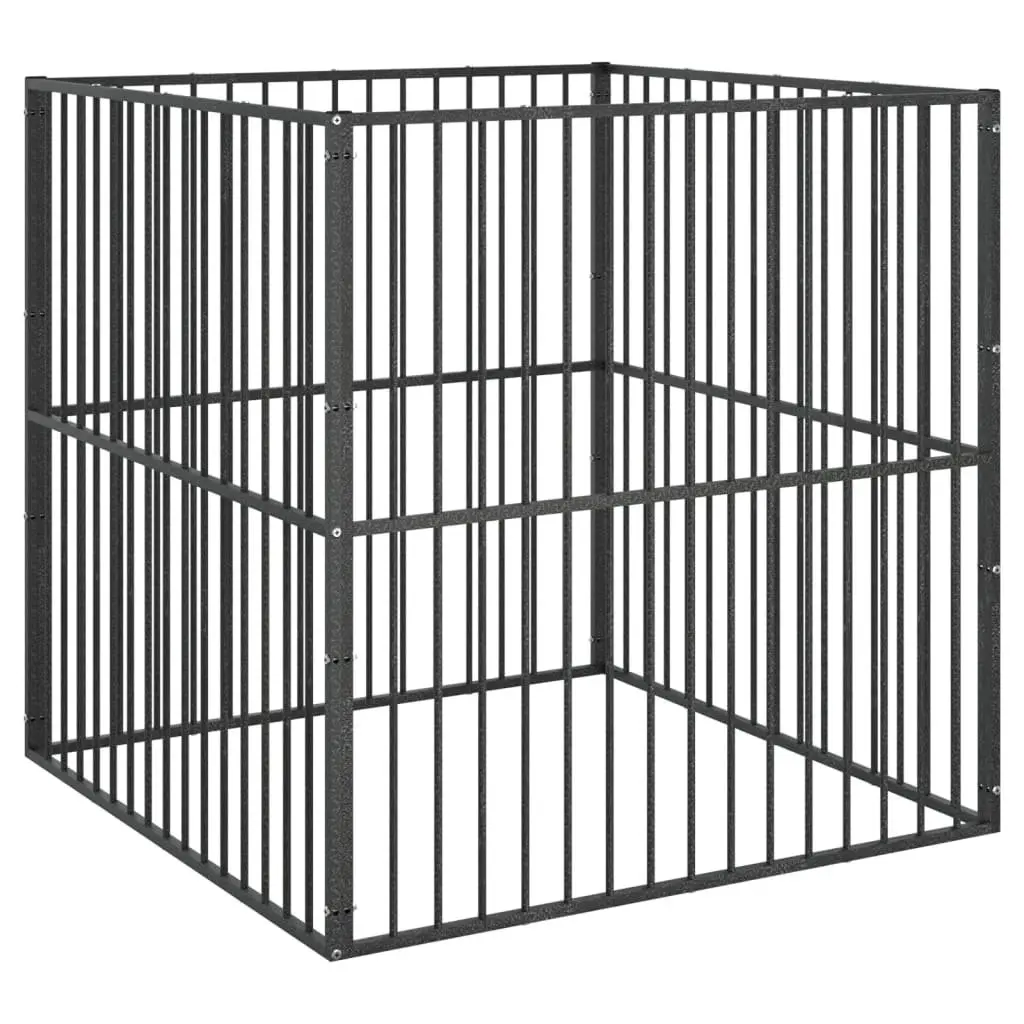 Dog Playpen Exercise Pen 4 Panel Black Galvanised Steel