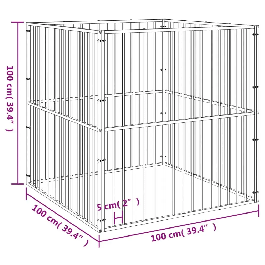 Dog Playpen Exercise Pen 4 Panel Black Galvanised Steel