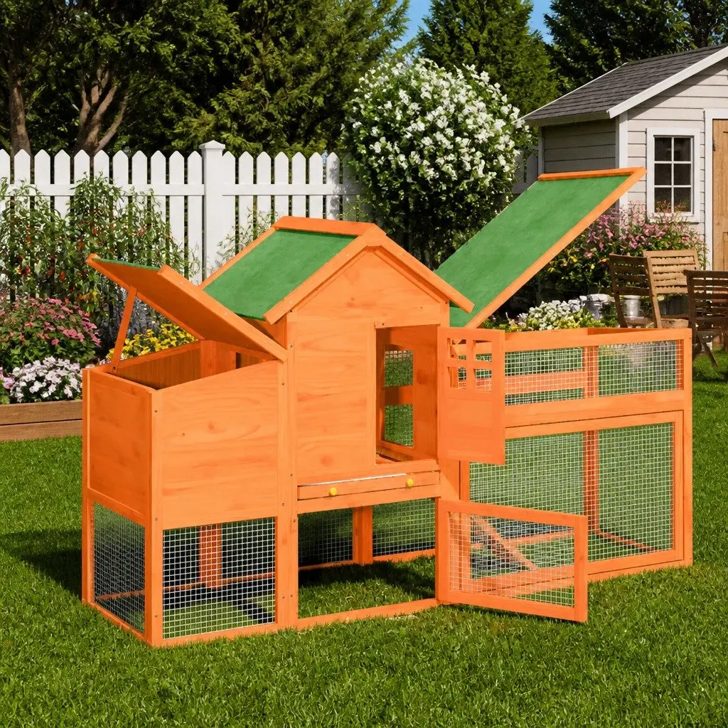 Chicken Coop Solid Pine Wood Large Nesting Box Brown