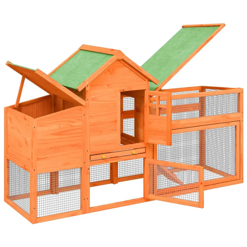 Chicken Coop Solid Pine Wood Large Nesting Box Brown
