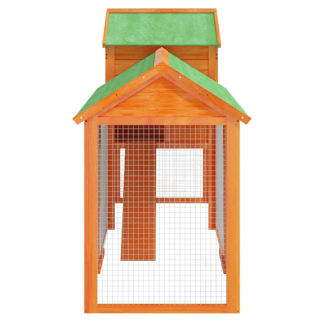 Chicken Coop Nesting Box Ramp Run Outdoor Solid Pine Wood Brown 193x65x117cm