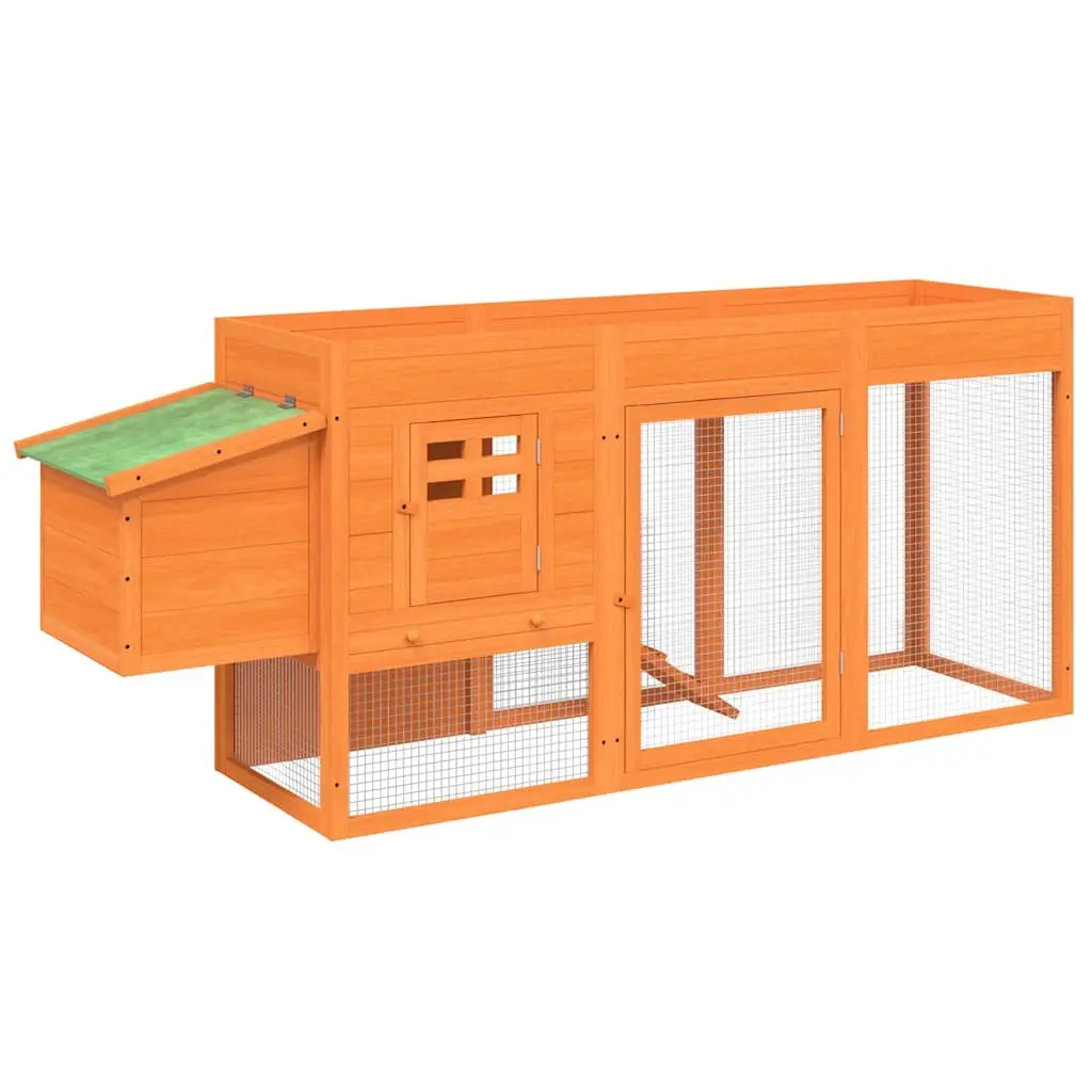 Wooden Chicken Coop Small Animal Hutch Nesting Box Ramp 204 x 50 x 84 cm Brown