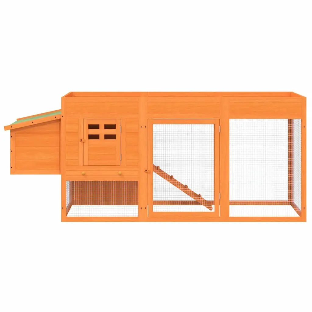 Wooden Chicken Coop Small Animal Hutch Nesting Box Ramp 204 x 50 x 84 cm Brown