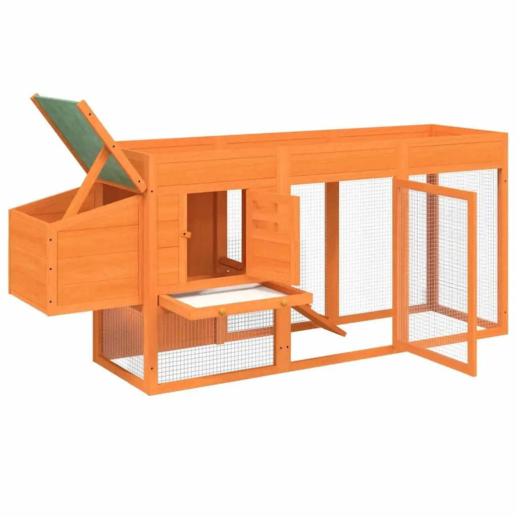 Wooden Chicken Coop Small Animal Hutch Nesting Box Ramp 204 x 50 x 84 cm Brown