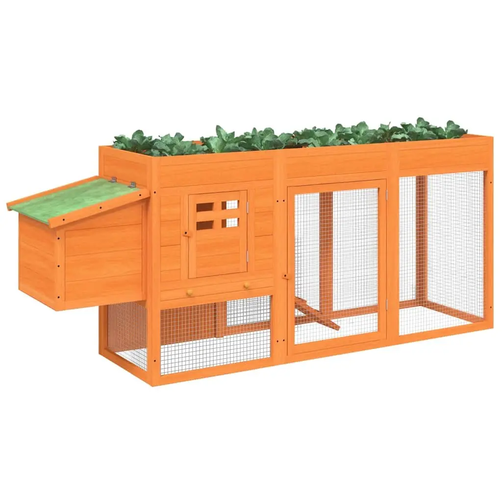 Wooden Chicken Coop Small Animal Hutch Nesting Box Ramp 204 x 50 x 84 cm Brown