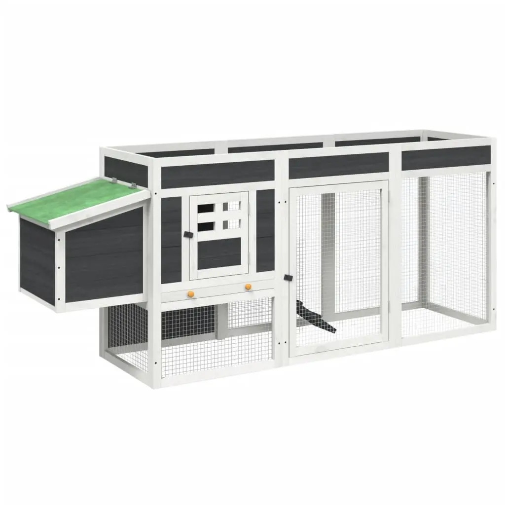 Chicken Coop Wooden Nesting Box Small Animal Habitat 204x50x84cm Grey