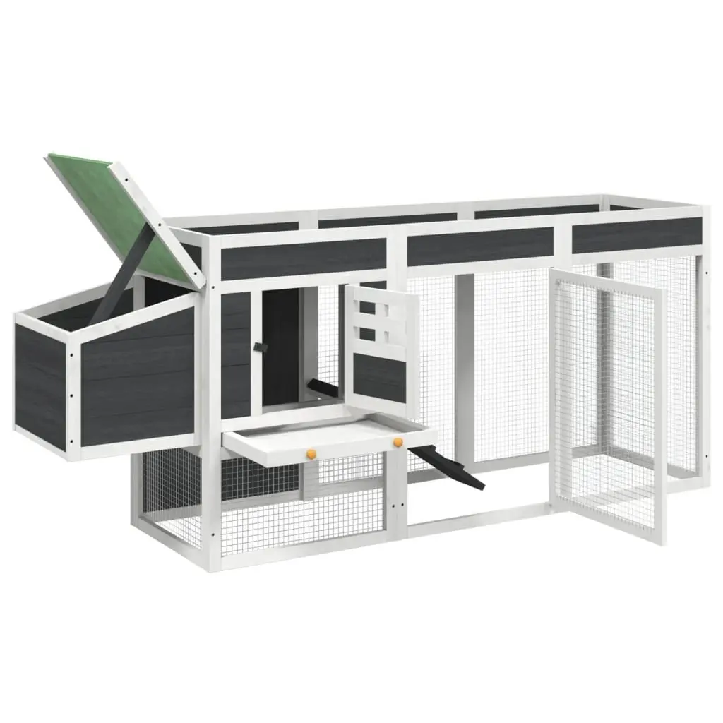 Chicken Coop Wooden Nesting Box Small Animal Habitat 204x50x84cm Grey
