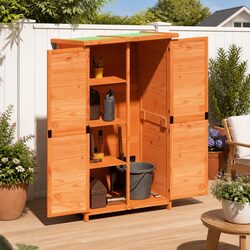 Reliable Garden Tool Shed with Solid Pine Construction 83x57x140cm
