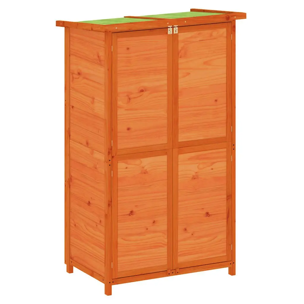 Garden Tool Shed Outdoor Storage Organiser Box Solid Pine Wood Brown 83x57x140cm