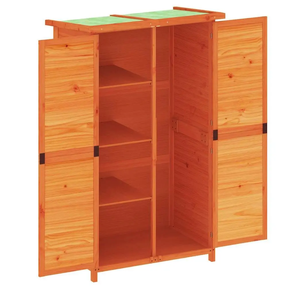 Garden Tool Shed Outdoor Storage Organiser Box Solid Pine Wood Brown 83x57x140cm