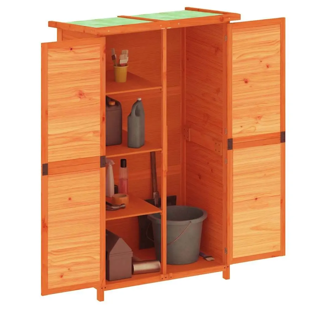 Garden Tool Shed Outdoor Storage Organiser Box Solid Pine Wood Brown 83x57x140cm
