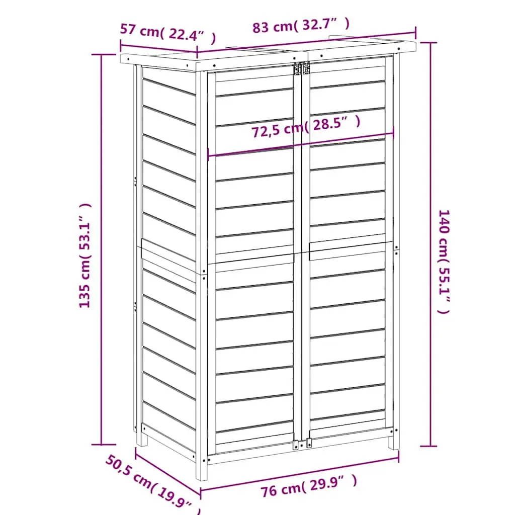 Garden Tool Shed Outdoor Storage Organiser Box Solid Pine Wood Brown 83x57x140cm