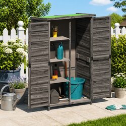Quality Grey Garden Tool Shed with Storage Solutions 83x57x140cm