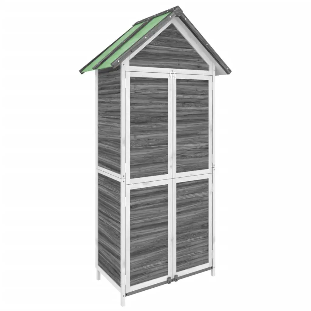 Garden Tool Shed Grey Outdoor Storage Solid Pine Wood Sloped Roof
