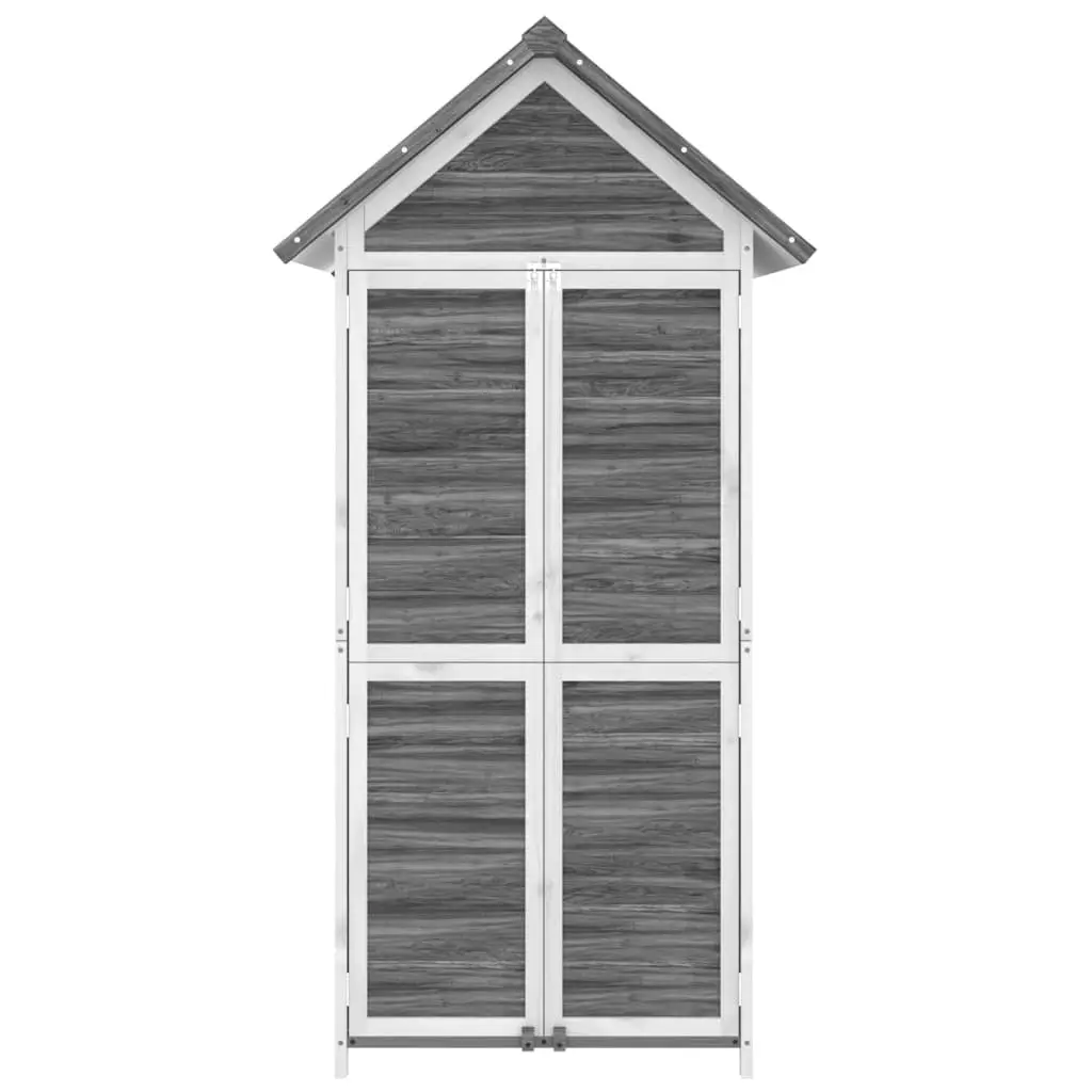 Garden Tool Shed Grey Outdoor Storage Solid Pine Wood Sloped Roof