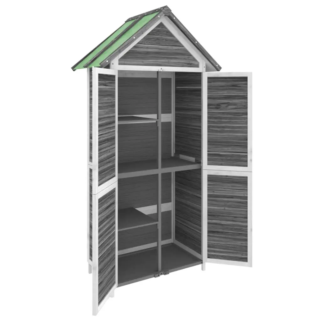 Garden Tool Shed Grey Outdoor Storage Solid Pine Wood Sloped Roof