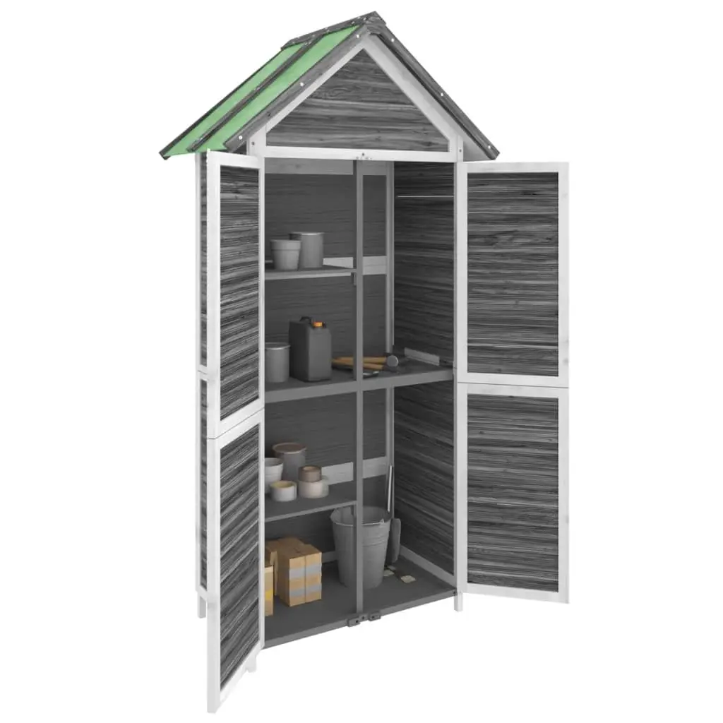 Garden Tool Shed Grey Outdoor Storage Solid Pine Wood Sloped Roof