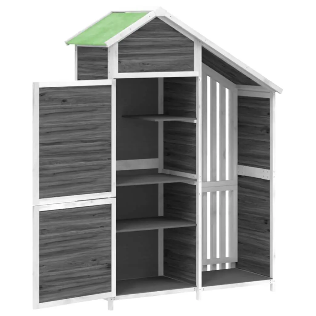Garden Tool Shed Grey Outdoor Storage Solid Wood Pine 120x53.5x170cm