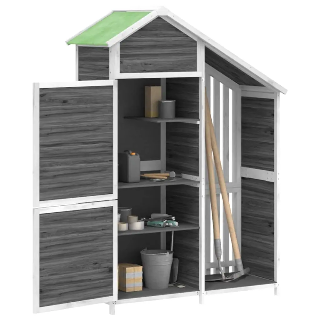 Garden Tool Shed Grey Outdoor Storage Solid Wood Pine 120x53.5x170cm