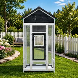 Large Bird House Aviary Outdoor Garden Nesting Box Wooden Grey 91.5x53x170cm