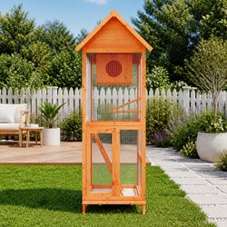 Warm and Welcoming Wooden Bird Aviary for Safe Living