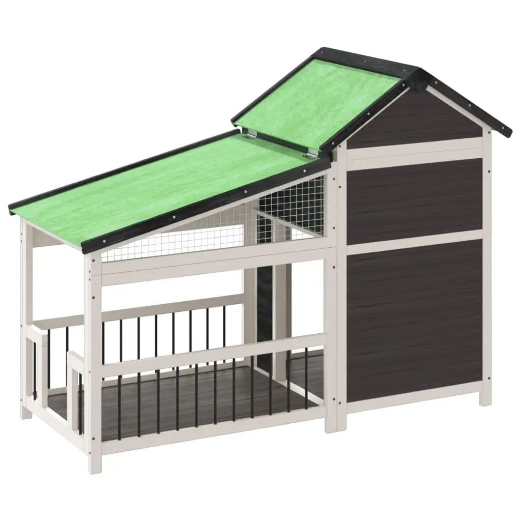 Dog Kennel Outdoor Pet House Shelter Large Grey Solid Wood Pine