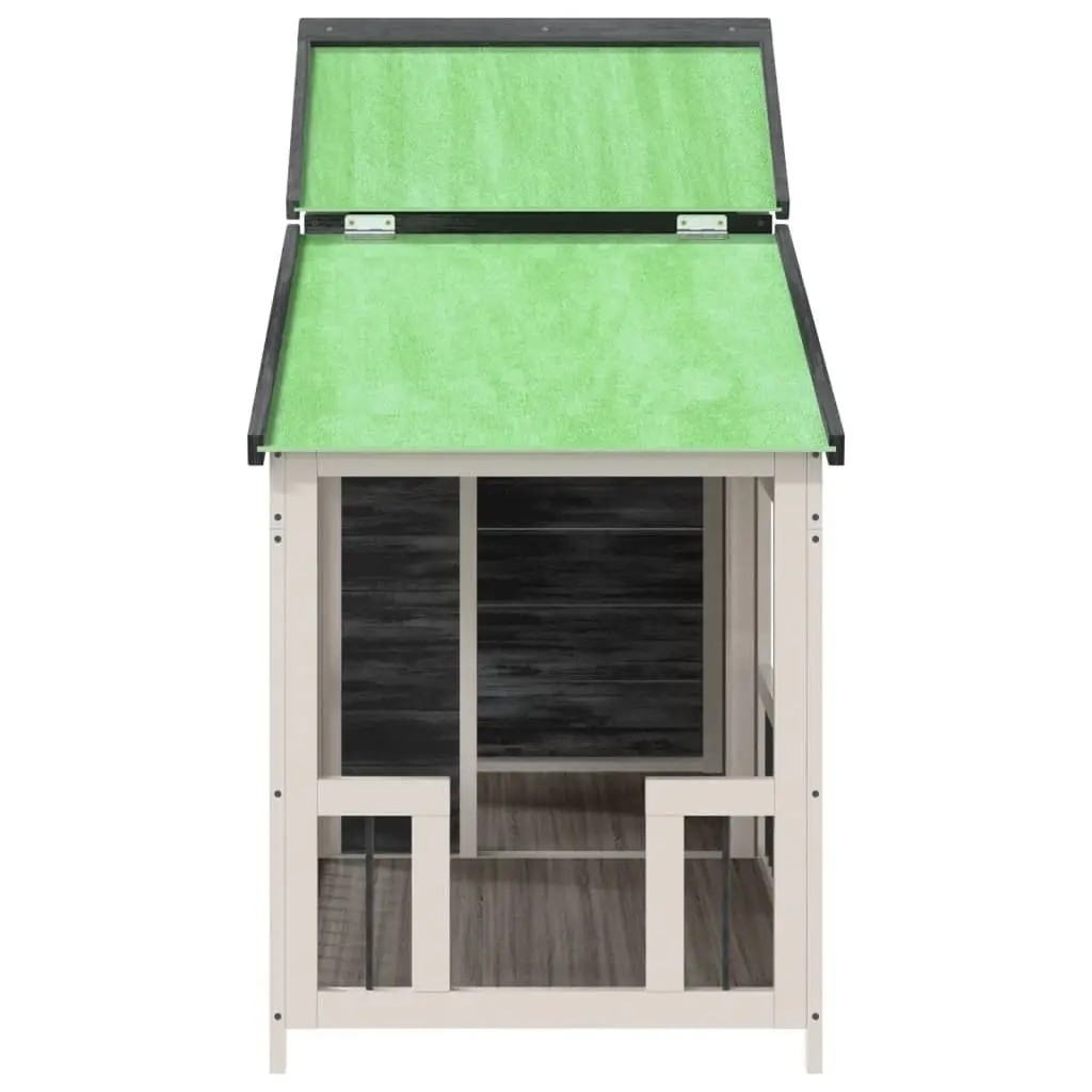 Dog Kennel Outdoor Pet House Shelter Large Grey Solid Wood Pine