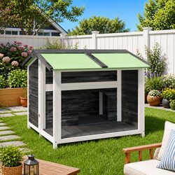 Reliable Grey Dog Kennel, Solid Pine and Water-Resistant
