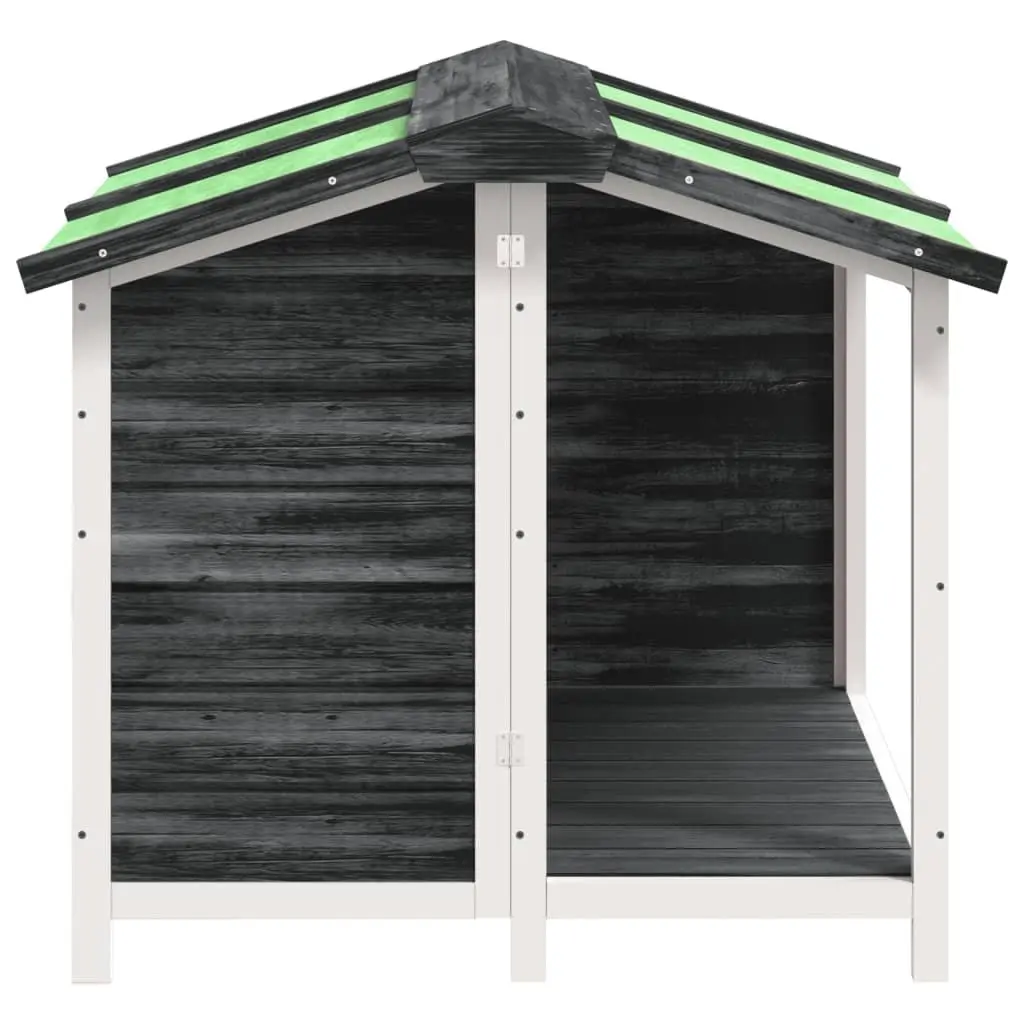Dog Kennel Outdoor Pet House Large Entrance Grey Solid Wood Pine