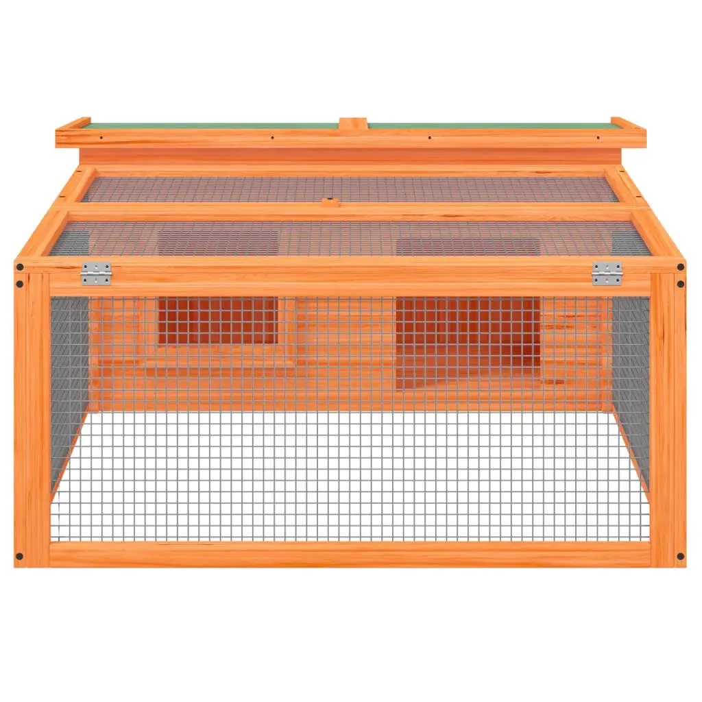 Rabbit Hutch Small Pet Cage Outdoor Multi-Level Solid Wood Pine Brown