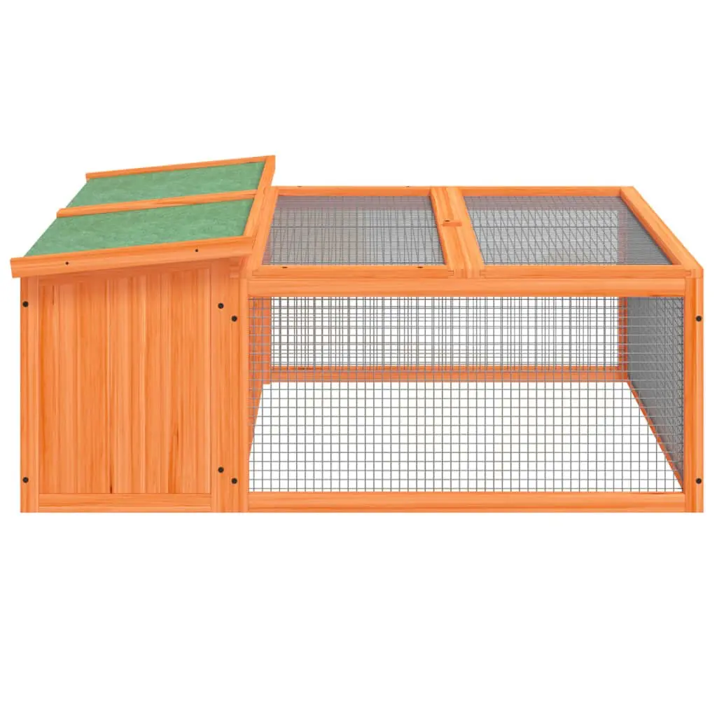 Rabbit Hutch Small Pet Cage Outdoor Multi-Level Solid Wood Pine Brown