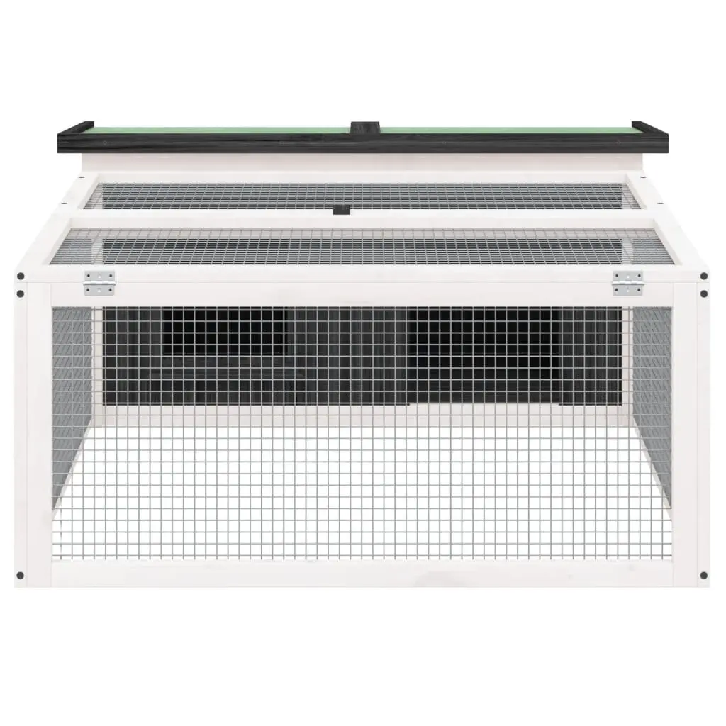Rabbit Hutch Grey Outdoor Small Animal Cage Wood Pine Shelter 117.5 x 97 x 47.5 cm