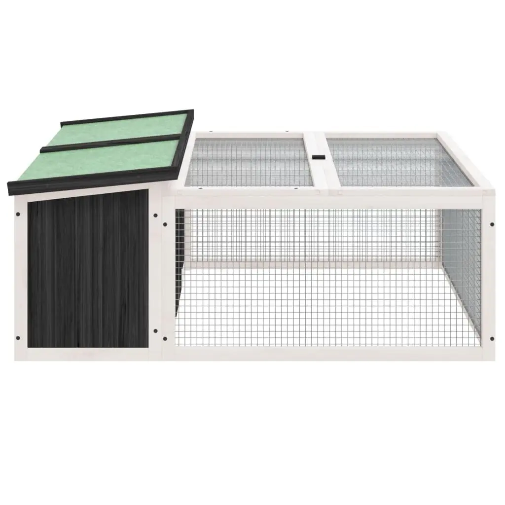 Rabbit Hutch Grey Outdoor Small Animal Cage Wood Pine Shelter 117.5 x 97 x 47.5 cm