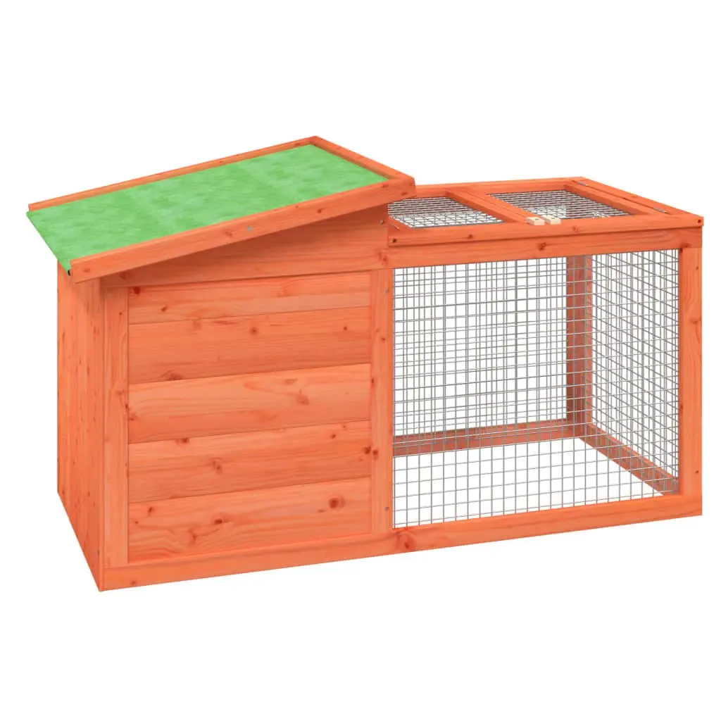 Rabbit Hutch Small Animal Cage Outdoor Habitat 100.5 x 54 x 55 cm Brown