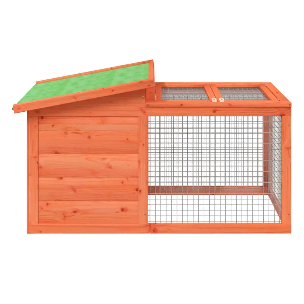 Rabbit Hutch Small Animal Cage Outdoor Habitat 100.5 x 54 x 55 cm Brown