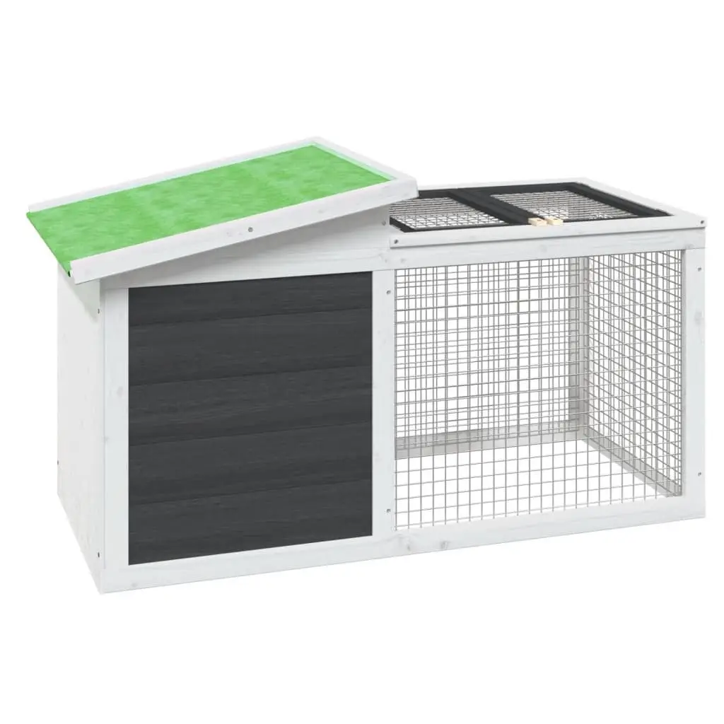 Rabbit Hutch Small Animal Cage Outdoor Wooden Hutch with Activity Centre Grey 100.5 x 54 x 55 cm