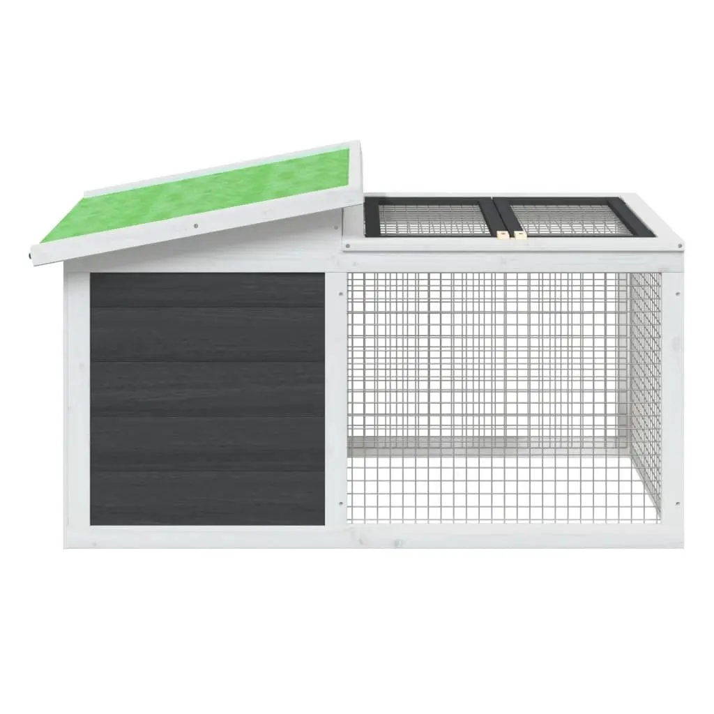 Rabbit Hutch Small Animal Cage Outdoor Wooden Hutch with Activity Centre Grey 100.5 x 54 x 55 cm