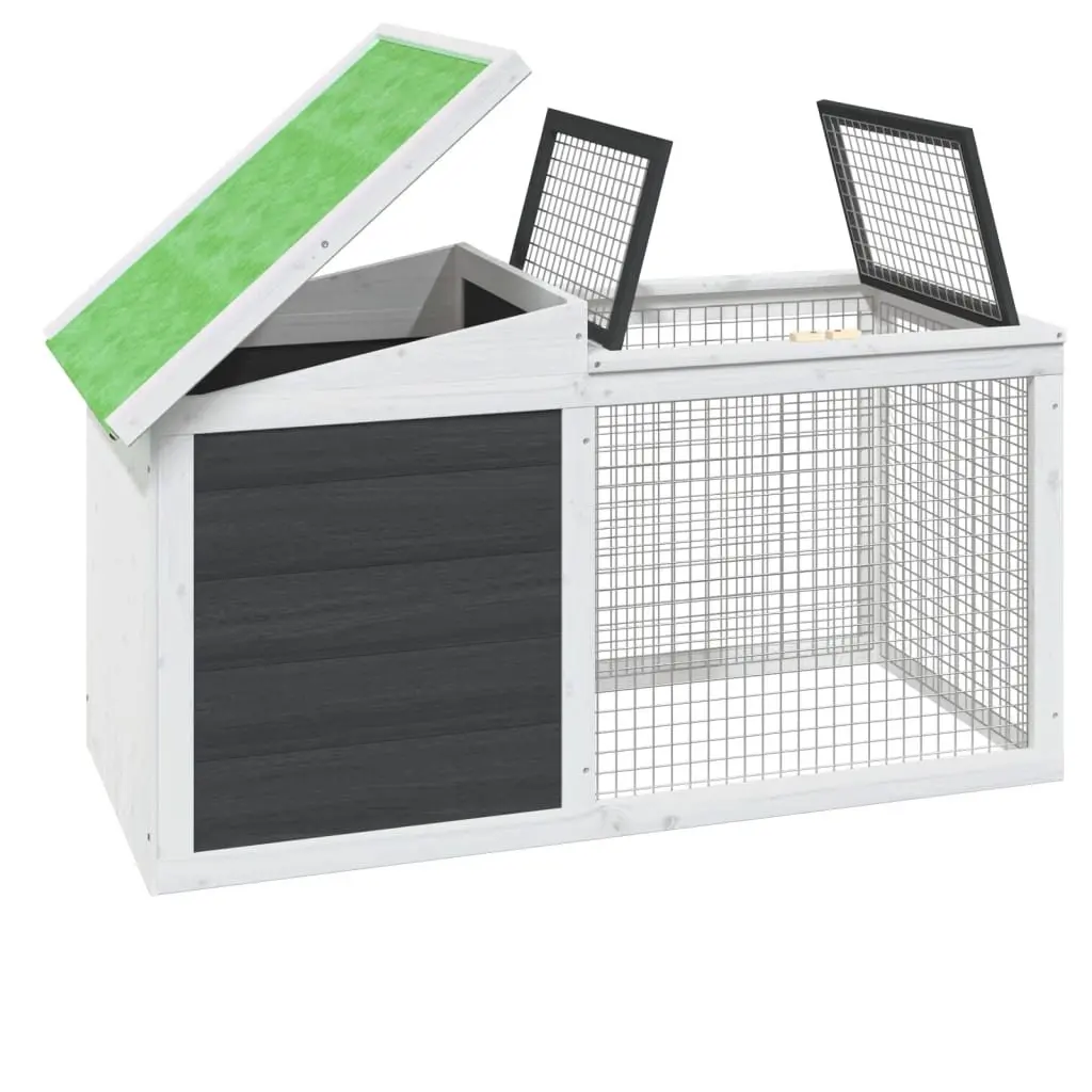 Rabbit Hutch Small Animal Cage Outdoor Wooden Hutch with Activity Centre Grey 100.5 x 54 x 55 cm