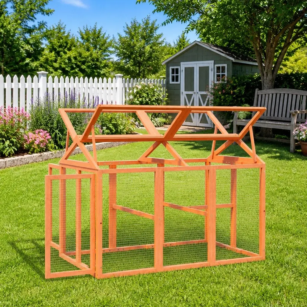 Small Animal Run Box Outdoor Habitat 141x94x104cm Brown