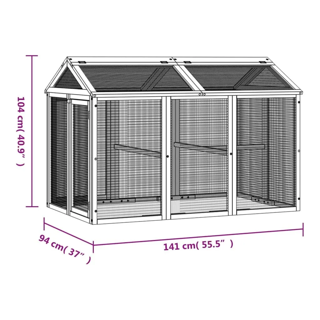 Small Animal Run Box Outdoor Habitat 141x94x104cm Brown