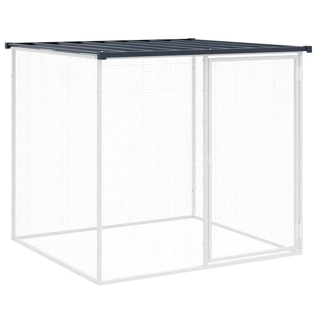 Galvanised Steel Chicken Coop with Roof 90cm Height 103cm Length 98cm Width Anthracite Secure Hen House Run Pen