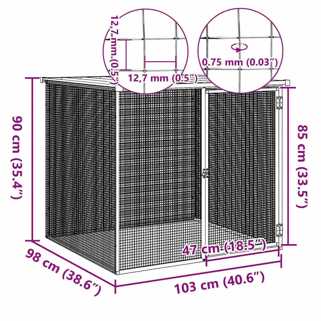 Chicken Cage Outdoor Small Animal Habitat Grey Galvanised Steel Coop