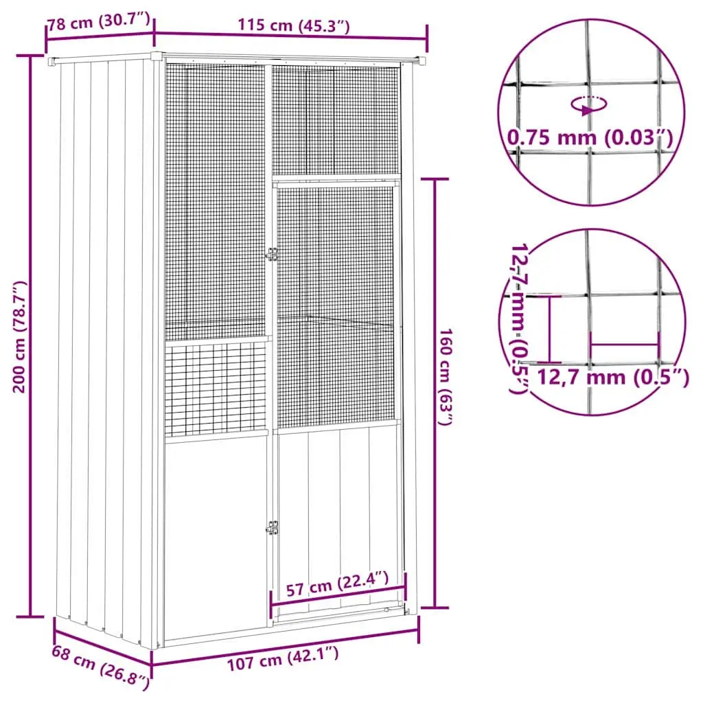 Bird Cage Large Walk-In Flight Enclosure Anthracite Galvanised Steel