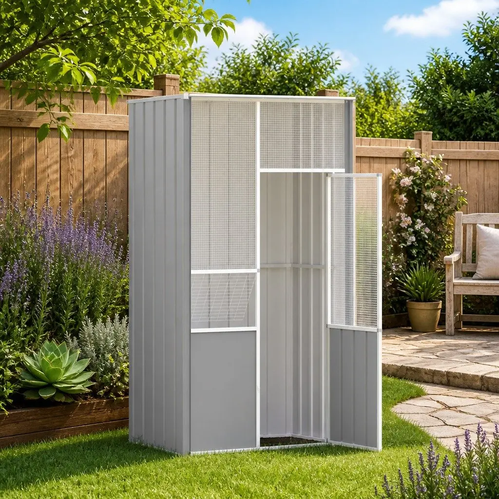 Large Grey Aviary Flight Enclosure for Birds Galvanised Steel Walk In Cage